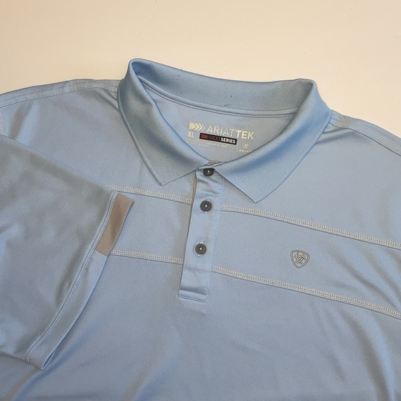 Ariat Other - Ariat Tek Heat Series Polo Shirt Mens XL Light Blue Short Sleeve Casual Golf